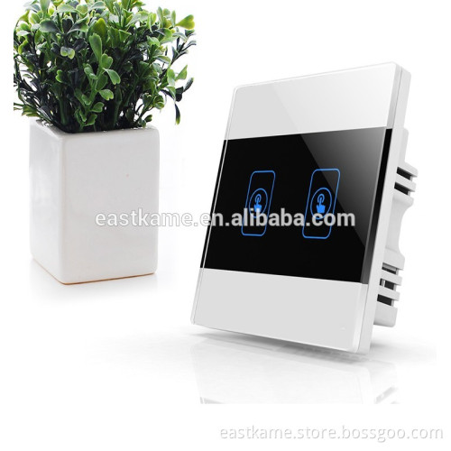 2016 hot sell 1Gang Crystal Glass Panel White feather touch switch Smart Home Switch